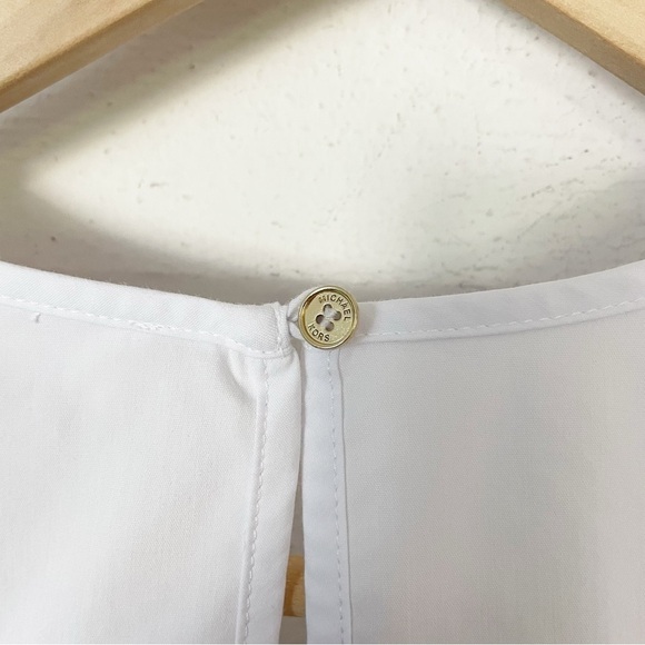 NWT Michael Kors Women’s Sleeveless Ruffle Poplin White Top Blouse Size Large - Picture 8 of 9